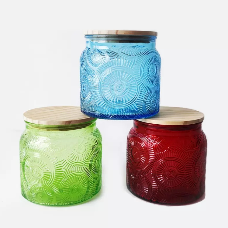 Sunflower glass candle jar colored candle vessels