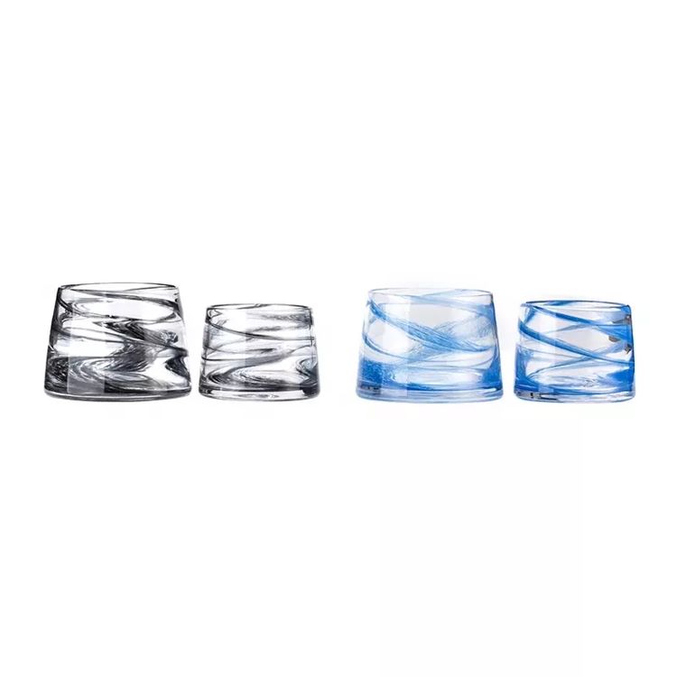 Solid color swirl candle glass black/blue empty candle glass