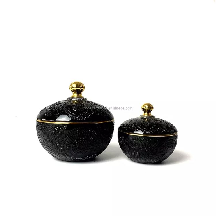 Popular black sunflower Candle Jars glass candy jars decoration