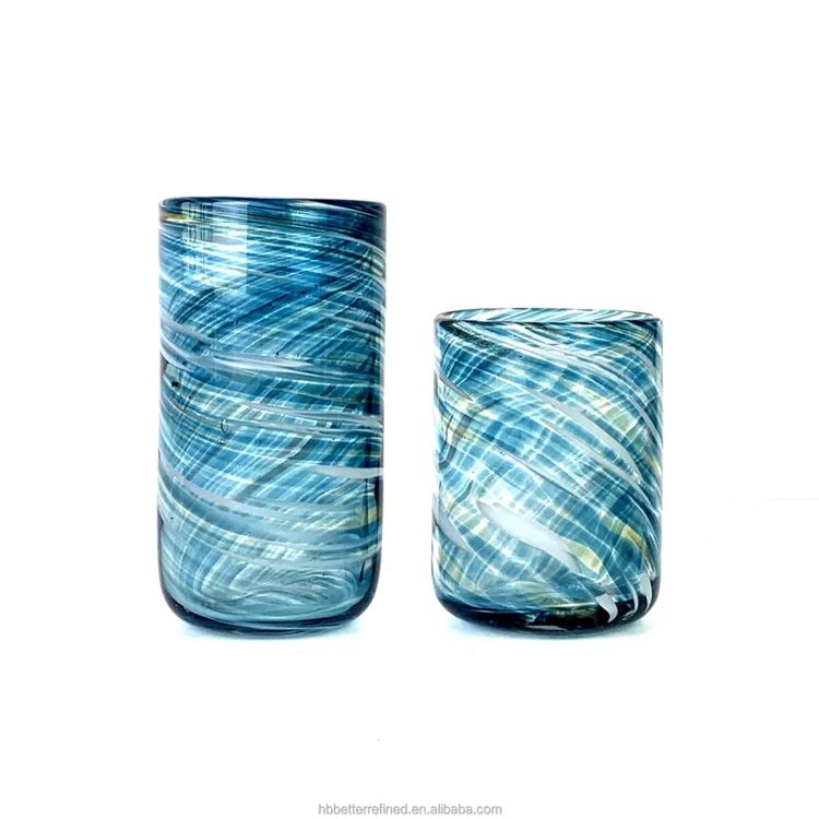 Blue gold swirl spiral wax conta Color deposition leopard candle jar