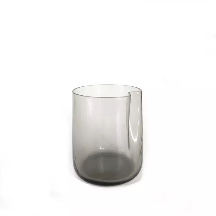 Natural curved design glass candle jar stained gray and blue color candle holder borosilicate candle vessel