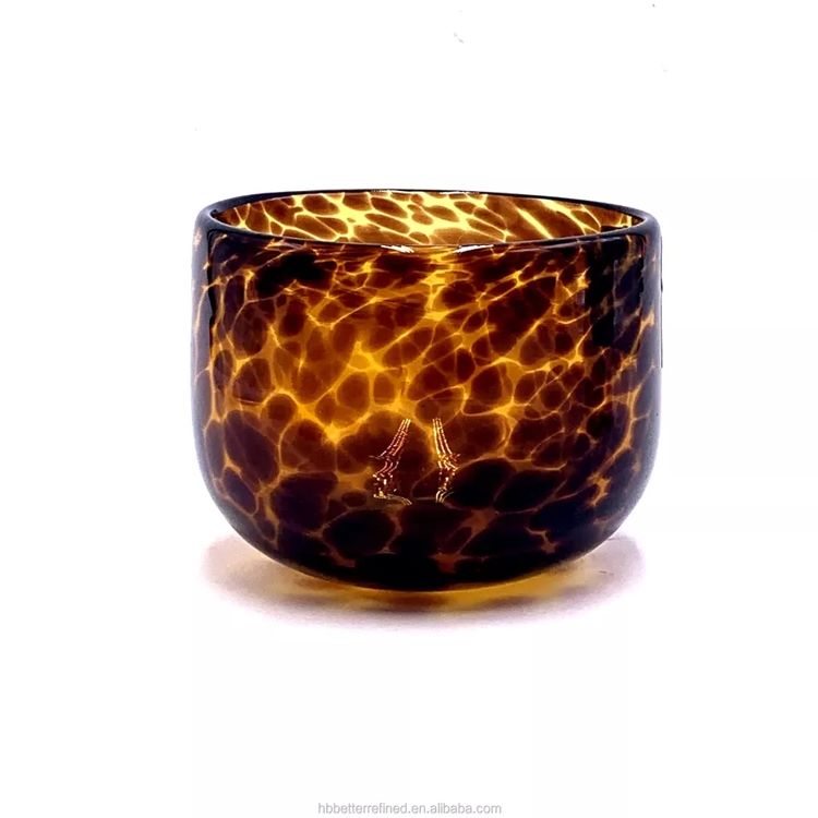 Unique colored Amber Leopard Glass Jar For Candle Making