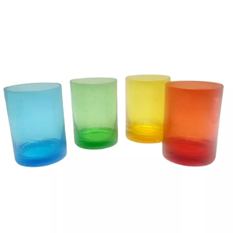 Cylinder shaped bubble inside glass candle holder 8 oz 10 oz