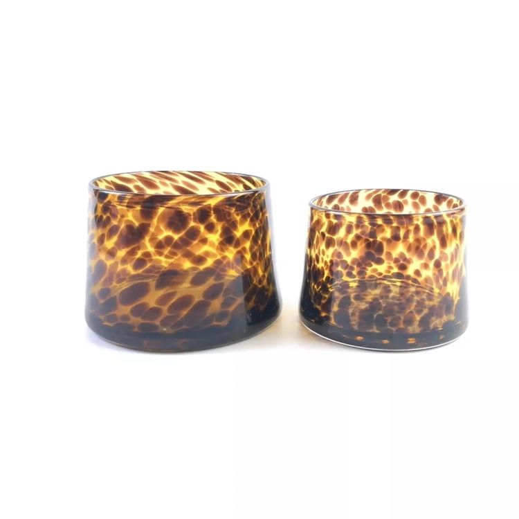 New developed leopard design glass candle jars