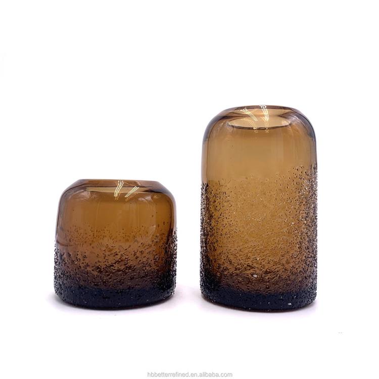 Wax cup amber unique Glass Candy Jar with Lids glass vase colorful 500ml GEO Cut Glass Candle Jar 600ml