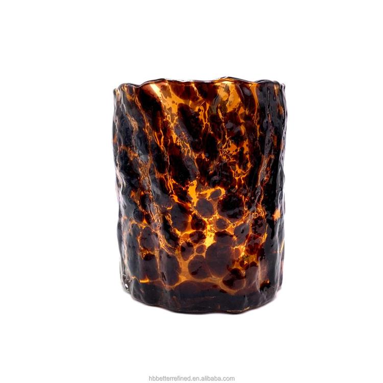 Glass leopard Irregular amberTrunk black candle making crystal glass candy jar with lid wax container