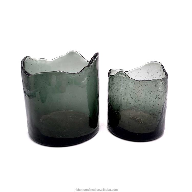 Gray bubble Irregular new popular amber Trunk black candle making crystal glass candy jar with lid wax container