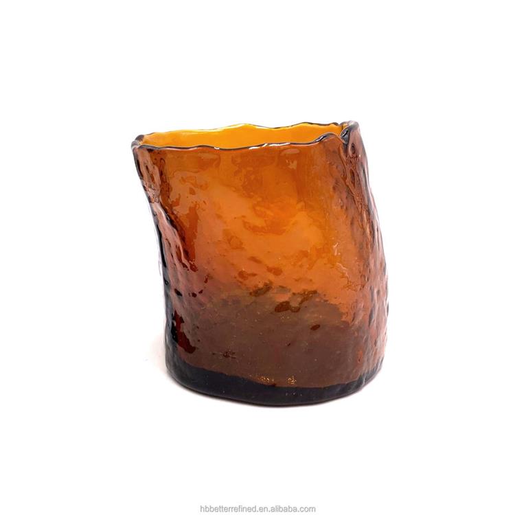 New popular amber Trunk black candle making crystal glass candy jar with lid wax container