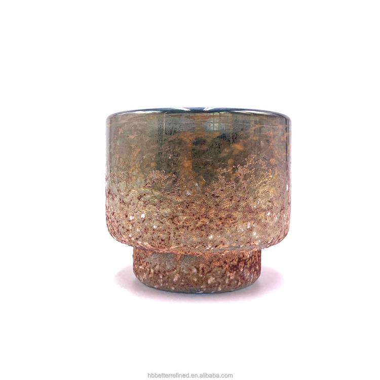 Glass Thick bottom Vintage step new popular amber Trunk black candle making crystal glass candy jar with lid wax container