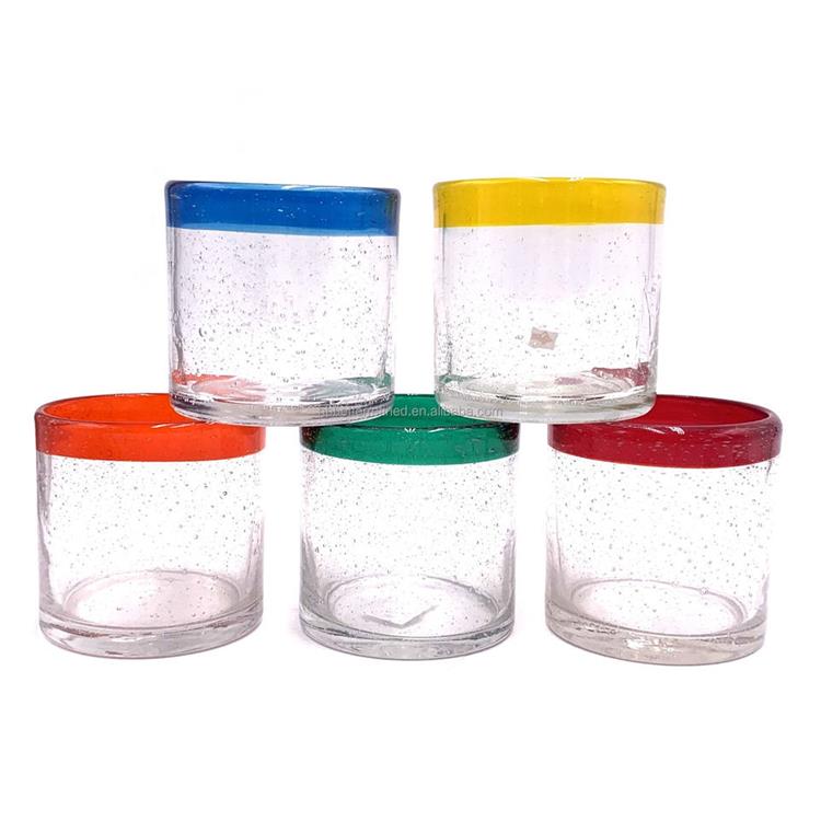 Glass BUBBLE COLORED LINE shaped Irregular amber Trunk black candle making crystal glass candy jar with lid wax container