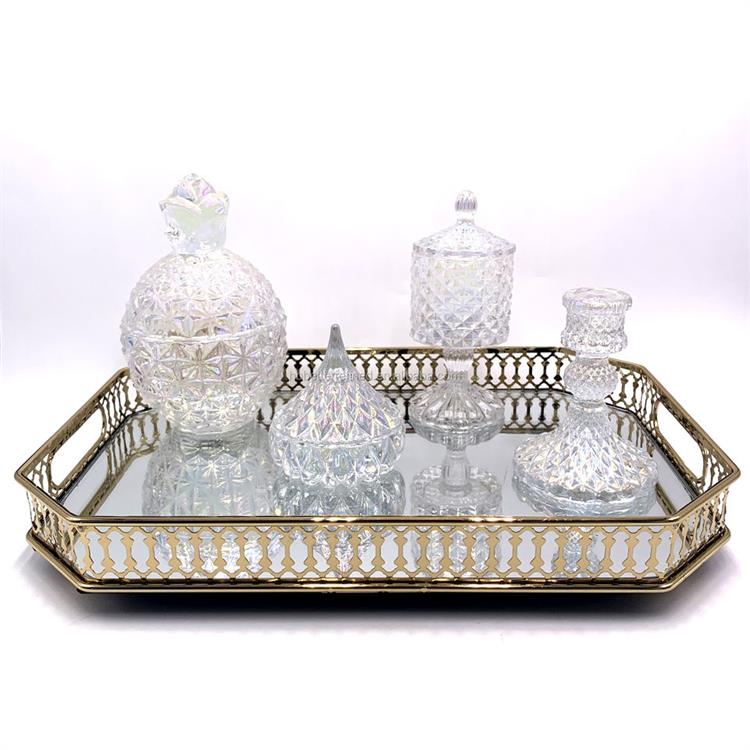 Silver ion Serving Trays cyan candle jar Glass pineapple christmas decoration empty wax cup Candlesticks vase candy jar