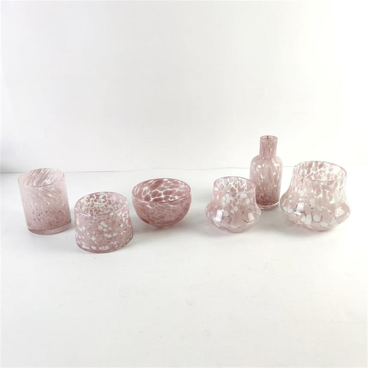 Pink dots inside glass candle holder swirled fashion color candle jar and diffuser