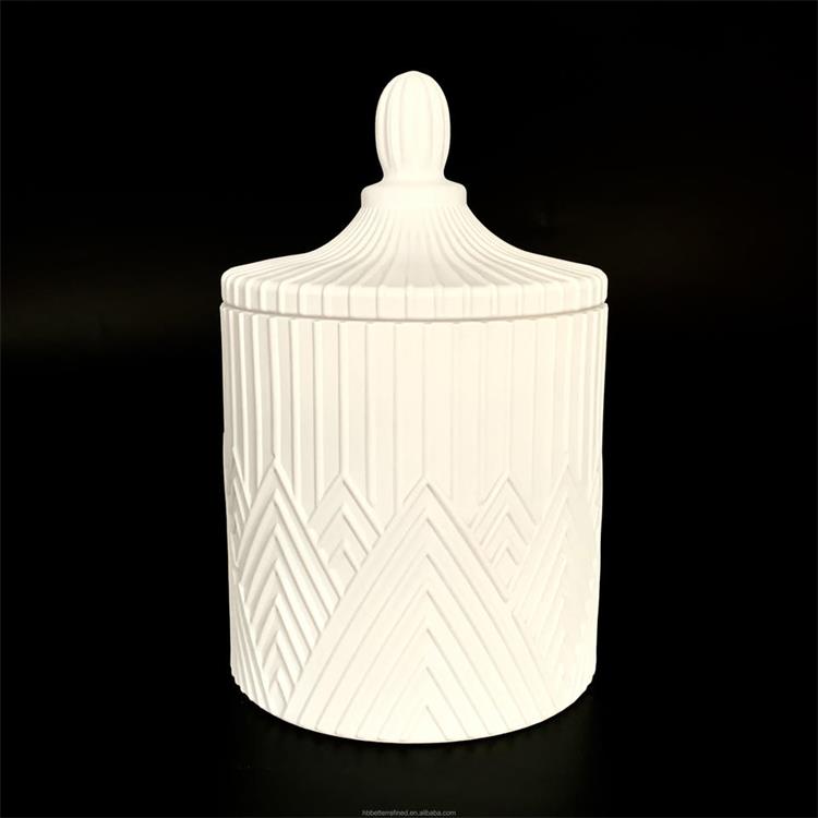 Luxury spring color matte frosted white ribbed cup heat resistance Jar with Lids