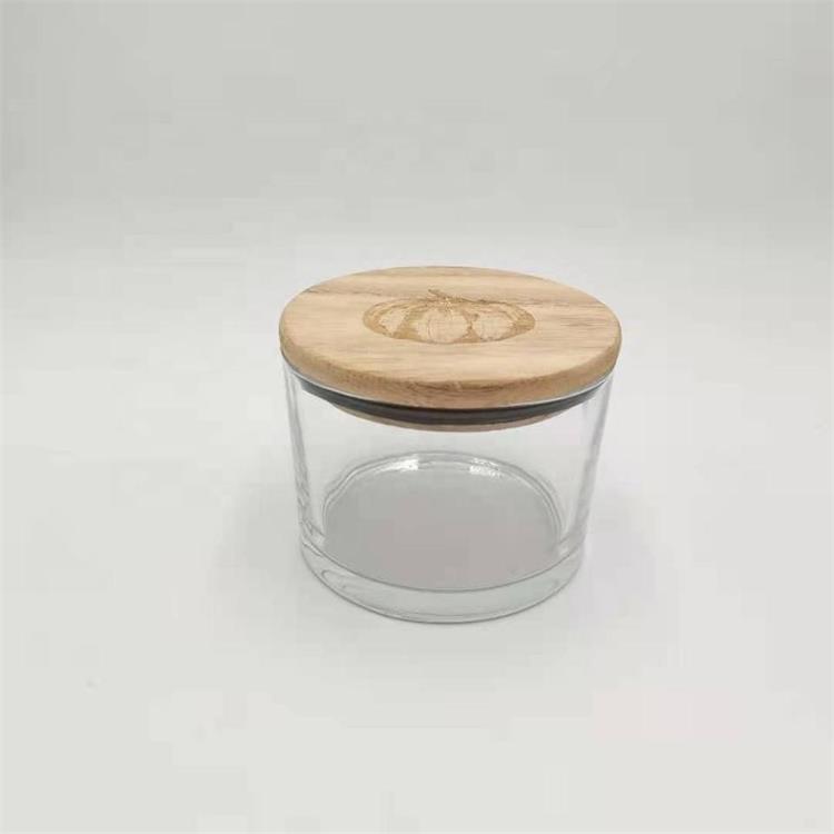 Glass candle jar for scented candle making candle container vessel with wooden lid