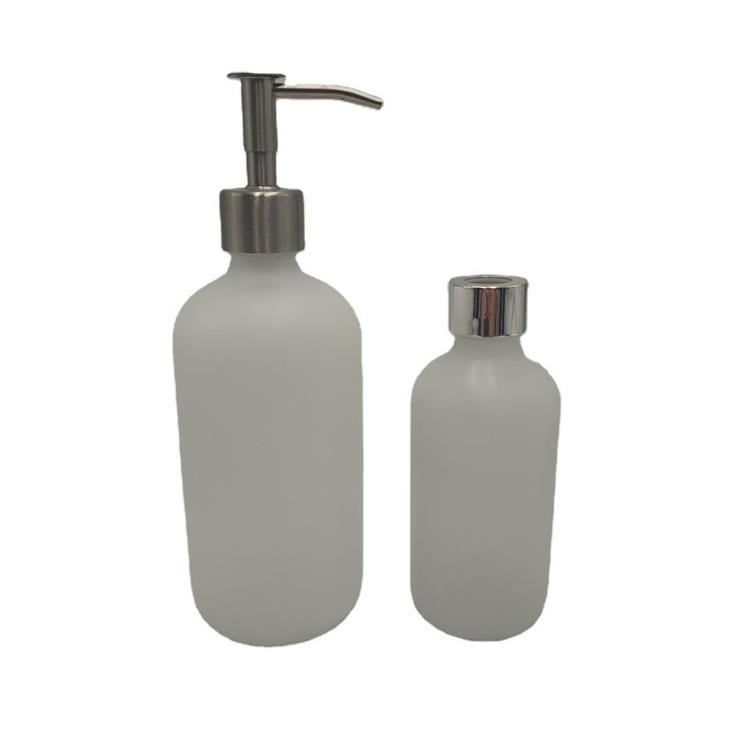 250 and 500 ml glass soap dispenser bottle with matte white color