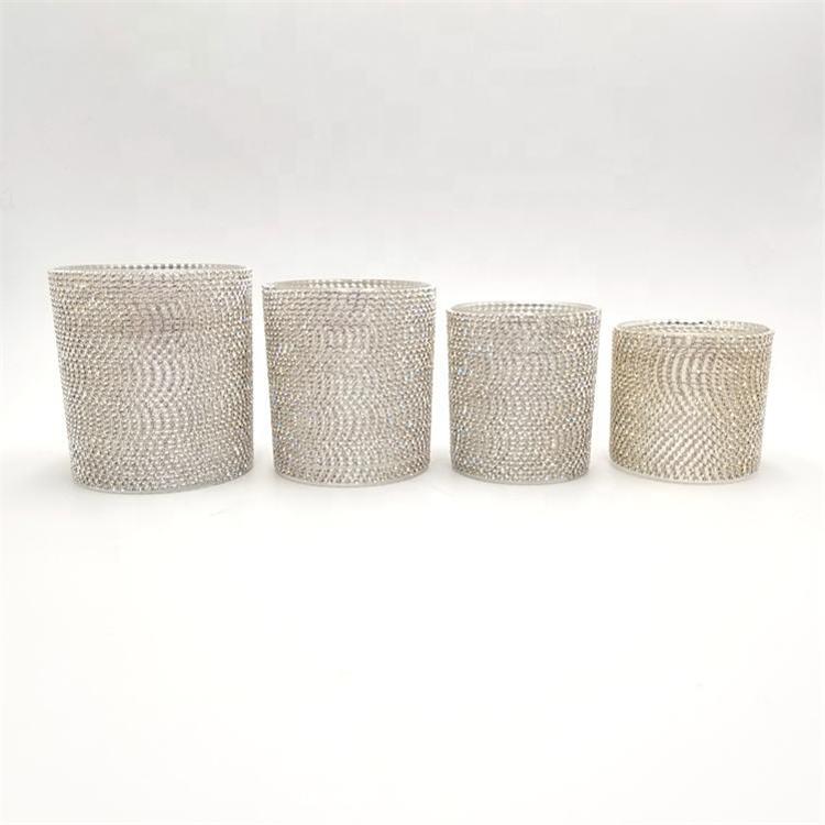 Luxury man-made diamond pattern empty candle jars for scented candle making glass container vessel