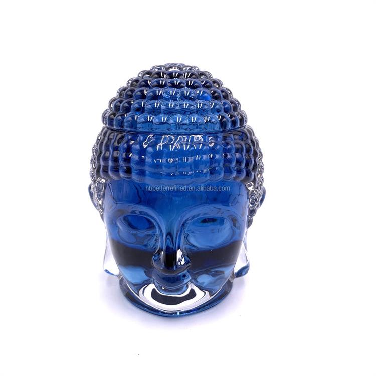 Buddha human head face candle jar with lid wax cup glass candy jar