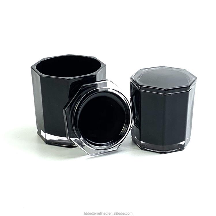 Spraying black shiny colored hexagon prism sexangle glass candle jar with lid