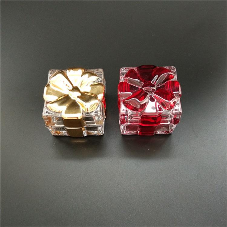 Hot sale crystal square glass jar with bowknot gift jewelry box for Valentine's day decor