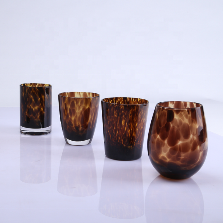 Leopard print glass candle jars for scented wax making