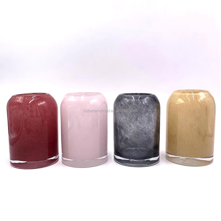 Colorful inkjet candle jar empty jar with base for candle making crystal glass candy jar home decoration