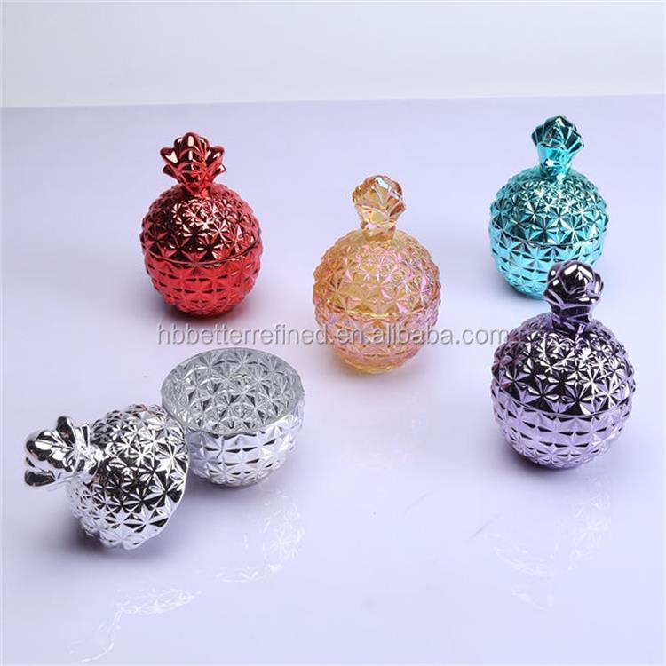 Pineapple shape crystal cut glass candle jar