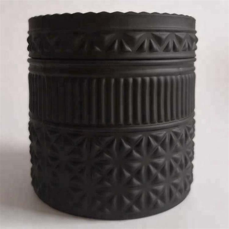 Cylinder Luxury Matte Black Crystal Candle Jar