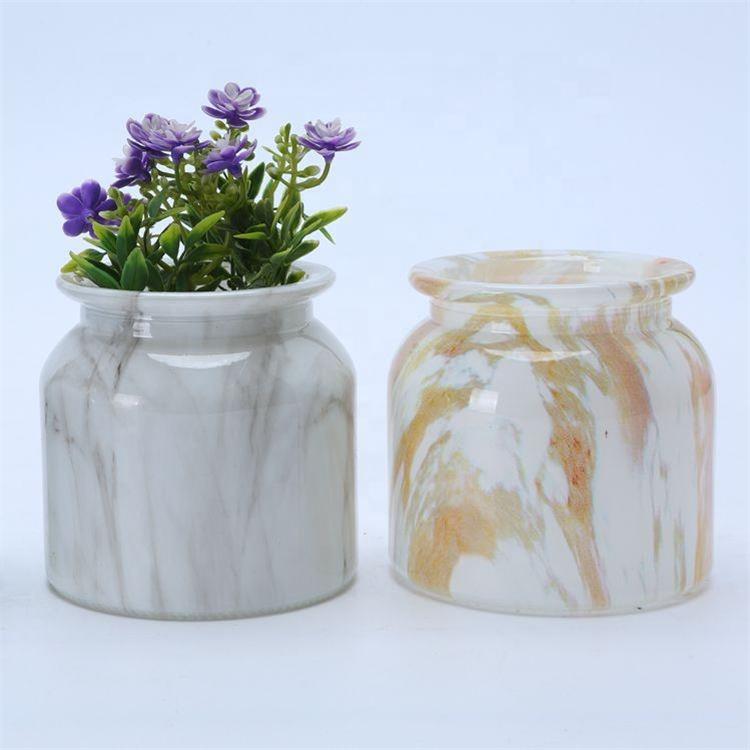 Handmade indoor decor marble design crystal glass vase for flower