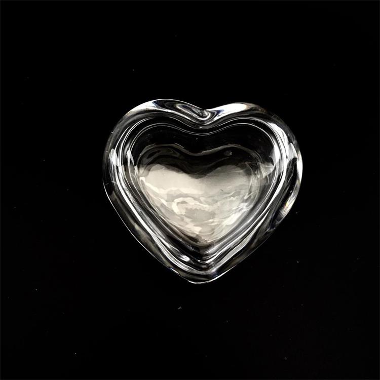 Wholesale heart shaped colorful glass candle jar with gold rim lid crystal glass butterfly knot jewel box or case