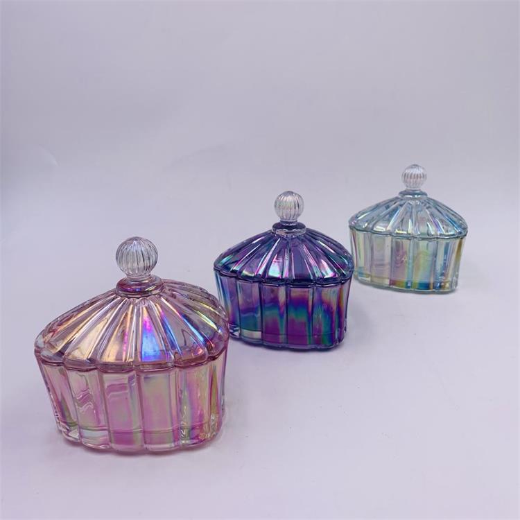 Wholesale ion effect new color heart shaped glass candy jar with lid glass jars for candle making