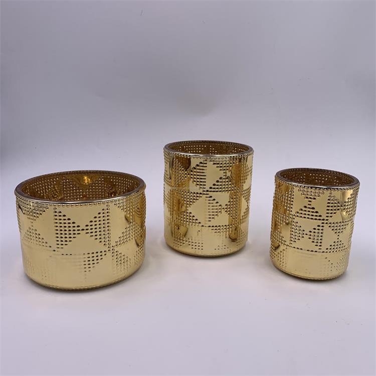 Wholesale electroplating gold luxury glass candle jar glass cookie jar wax container