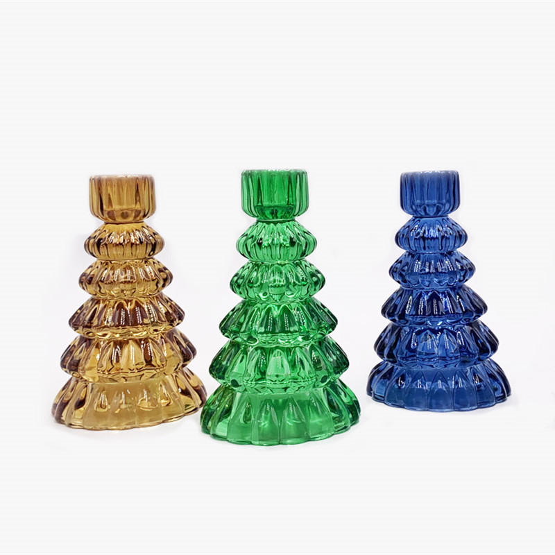 Glass Christmas Tree Candle Holder